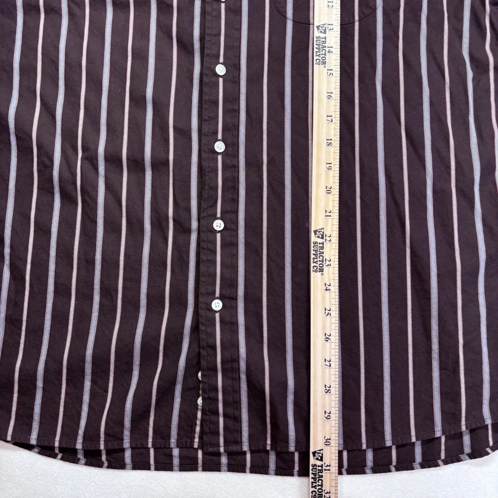 Duck Head Classic Mens‎ Long Sleeve Button Down Shirt Brown Stripe XX Large
